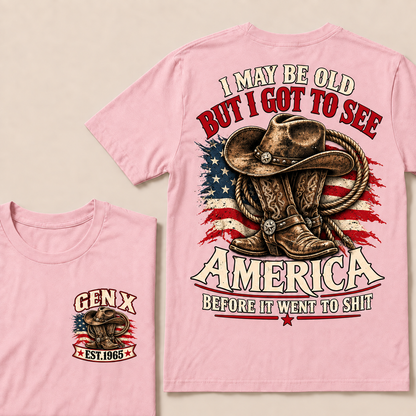 Funny Gen X Cowboy T-Shirt, Vintage Western American Flag Tee, Retro 1965 Gen X Gift, Patriotic Country Shirt