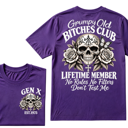 Grumpy Old Club Lifetime Member Gen X EST.Year No Rules No Filters Attitude Graphic Tee