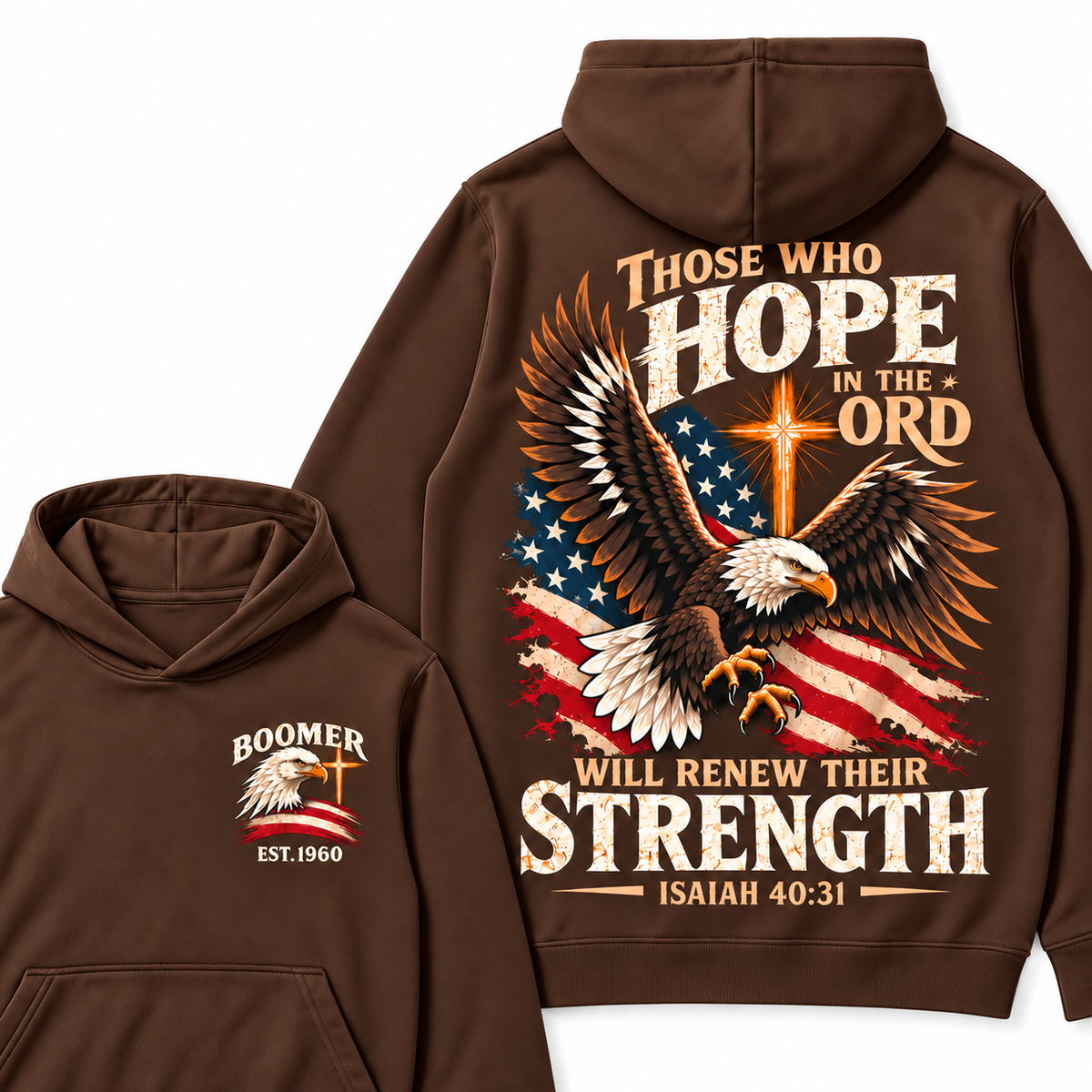 Custom EST.Year Those Who Hope In The Lord Will Renew Their Strength | Isaiah 40:31 Hoodie