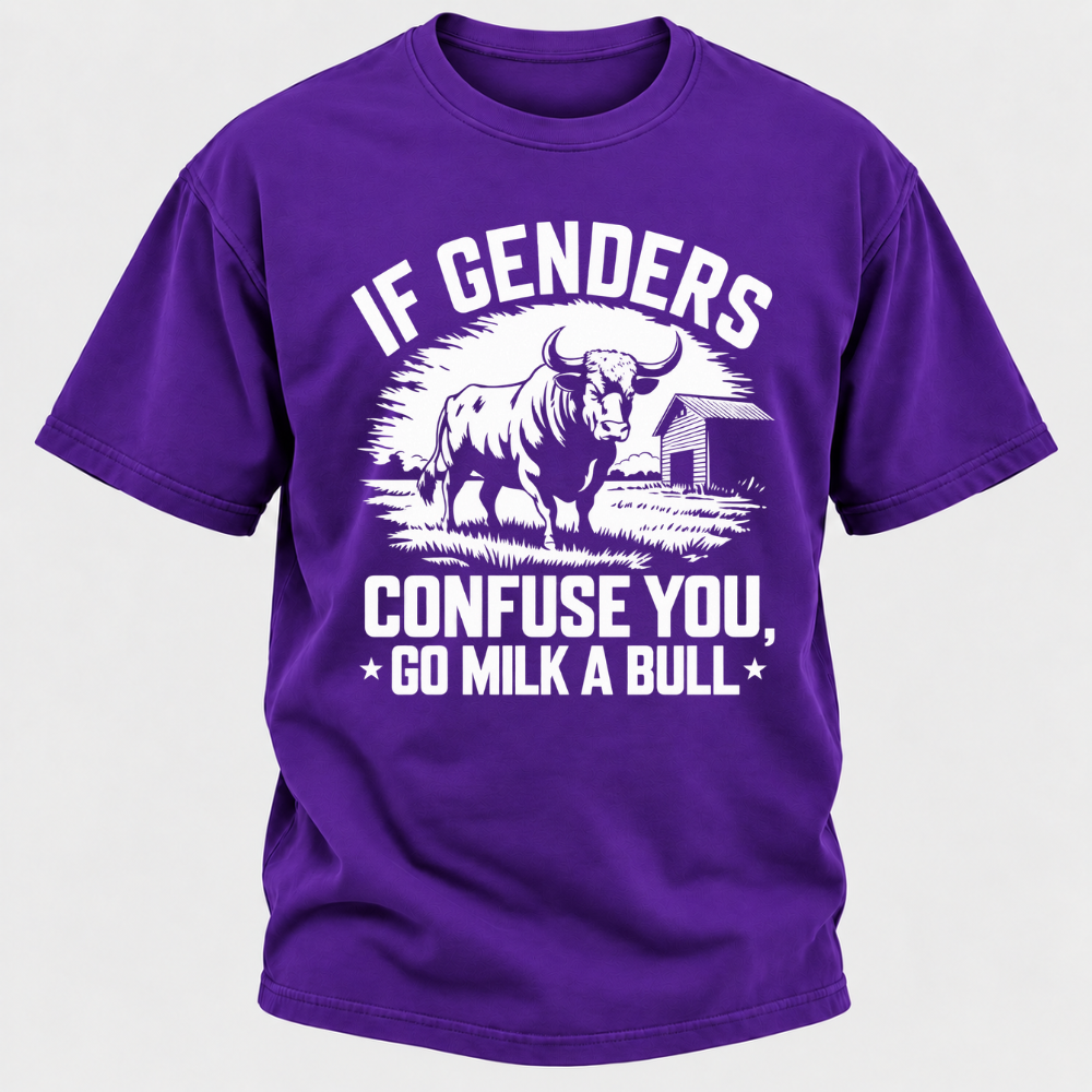 If Genders Confuse You Go Milk A Bull Vintage Farm Bull Graphic T-Shirt