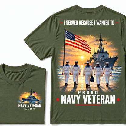 I Served Because I Wanted To Proud Navy Veteran Custom Your Birth Year T-shirt