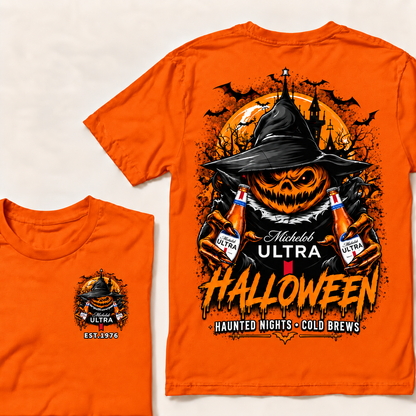 Michelob Ultra Halloween — Haunted Nights & Cold Brews Pumpkin Tee