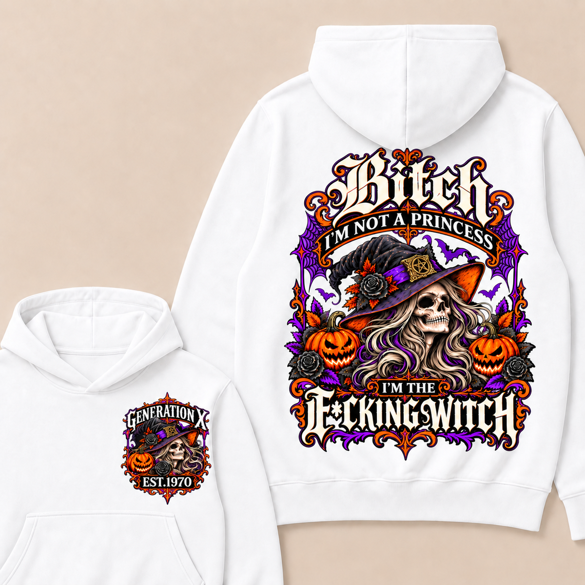Gen X Witch Queen Custom Birth Year Halloween T-Shirt & Hoodie