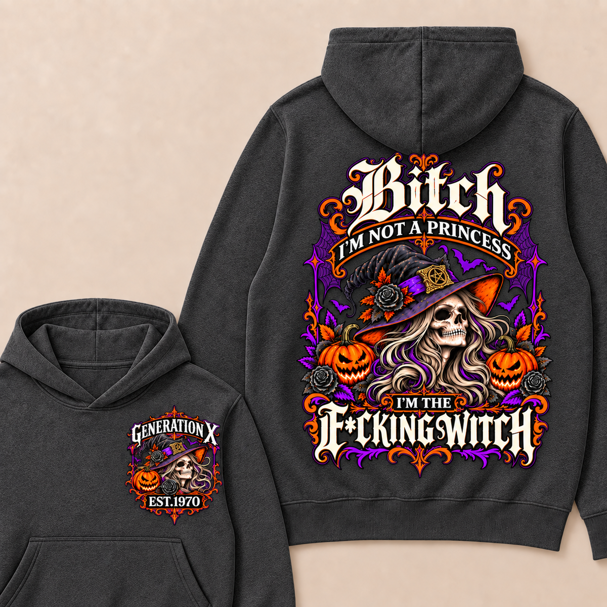Gen X Witch Queen Custom Birth Year Halloween T-Shirt & Hoodie