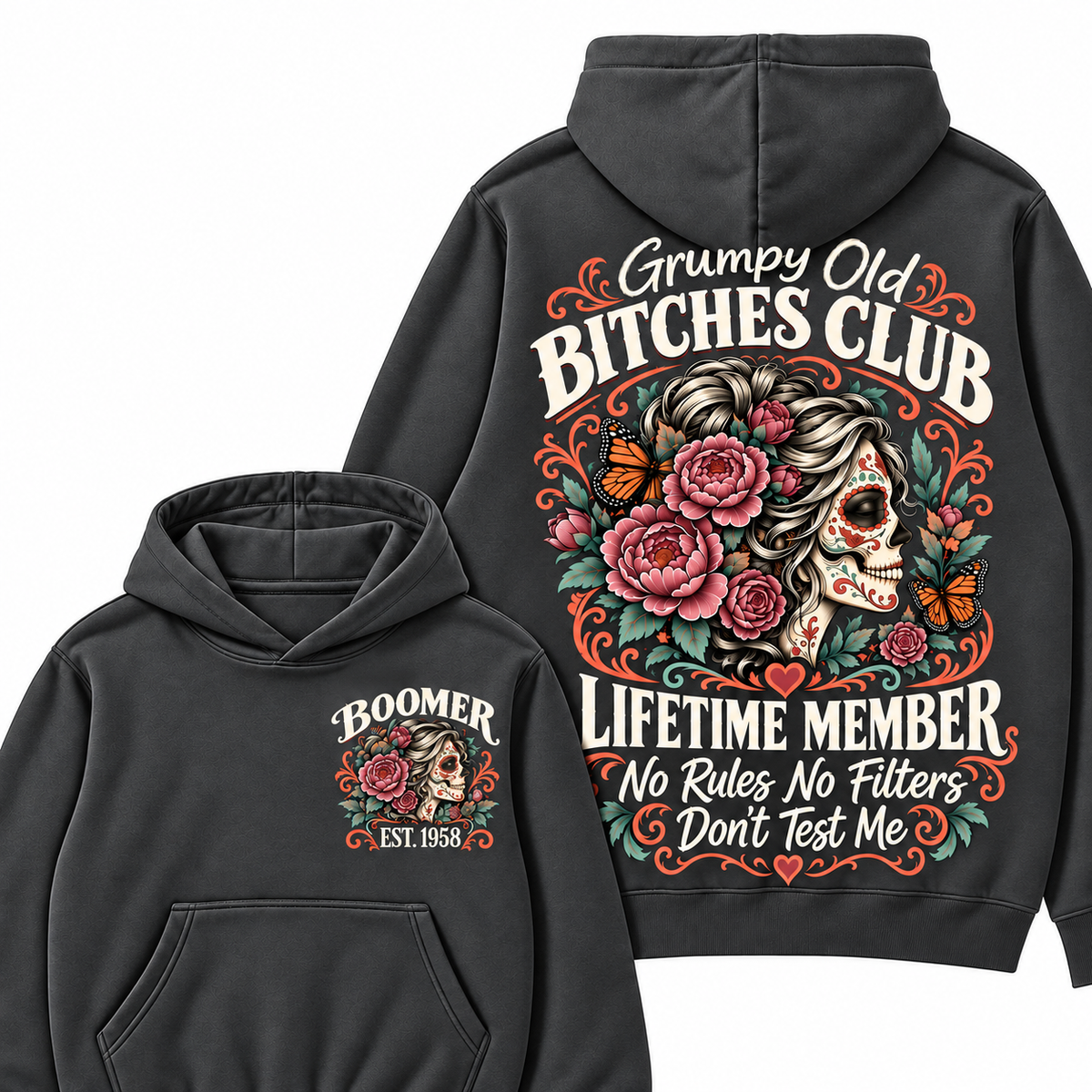 Custom Your Year Grumpy Old Bitches Club Lifetime Member Don't Try Me Hoodies