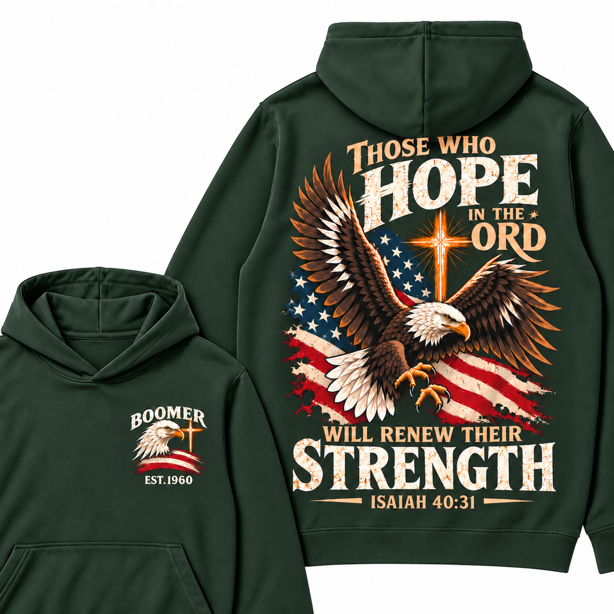 Custom EST.Year Those Who Hope In The Lord Will Renew Their Strength | Isaiah 40:31 Hoodie