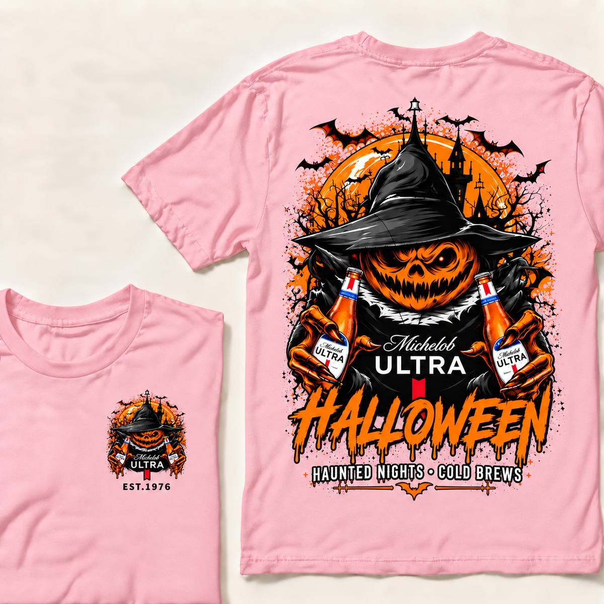 Michelob Ultra Halloween — Haunted Nights & Cold Brews Pumpkin Tee