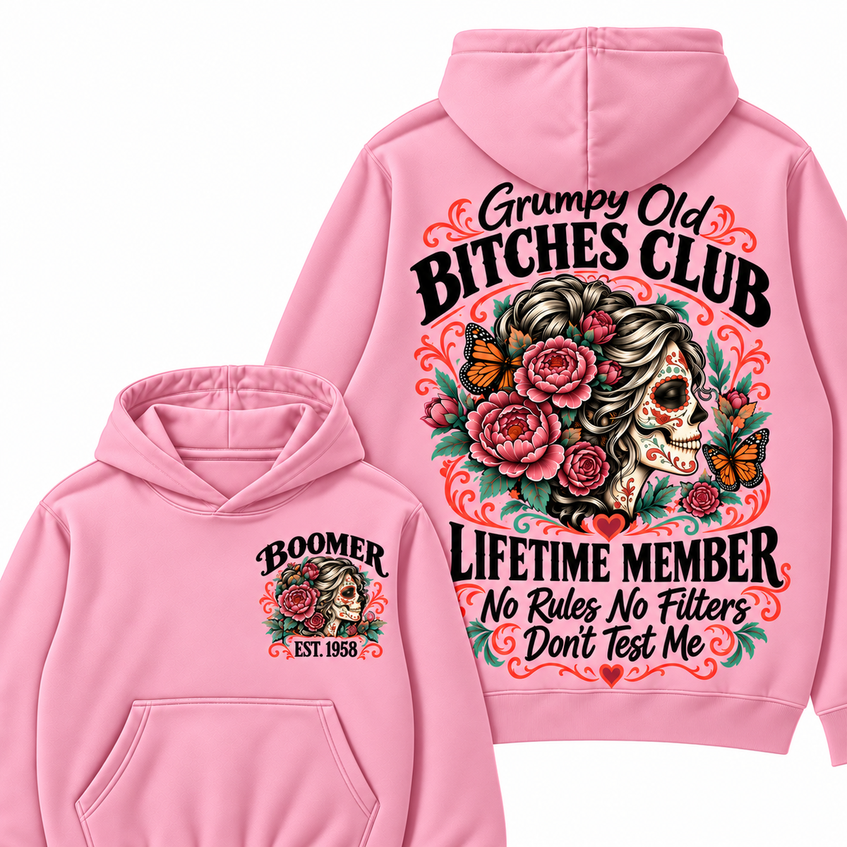 Custom Your Year Grumpy Old Bitches Club Lifetime Member Don't Try Me Hoodies