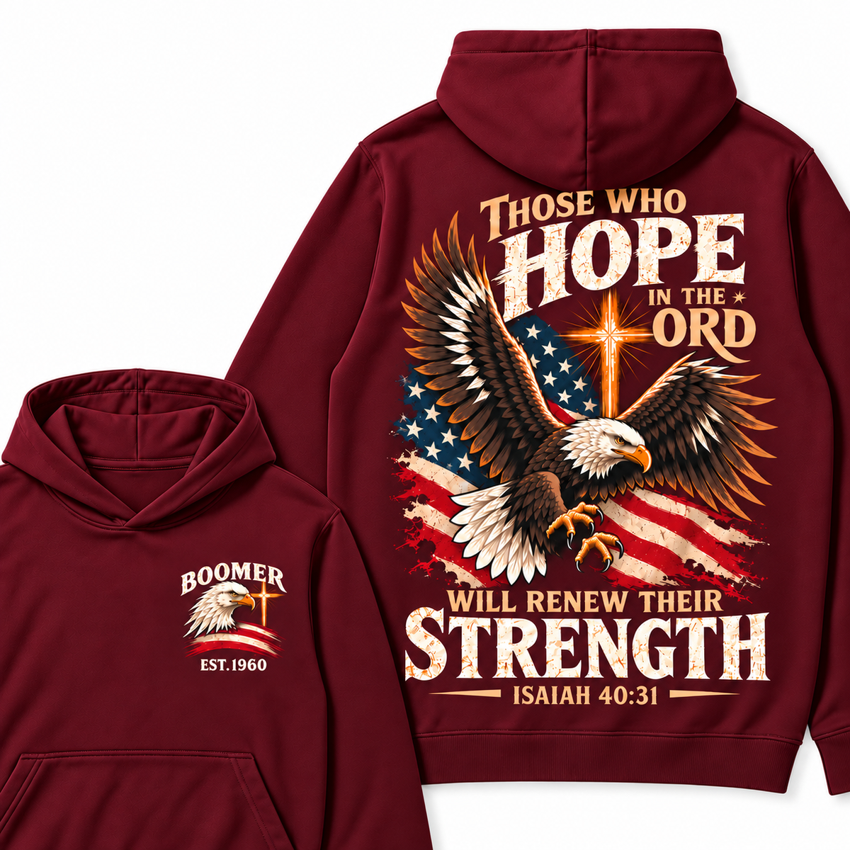 Custom EST.Year Those Who Hope In The Lord Will Renew Their Strength | Isaiah 40:31 Hoodie