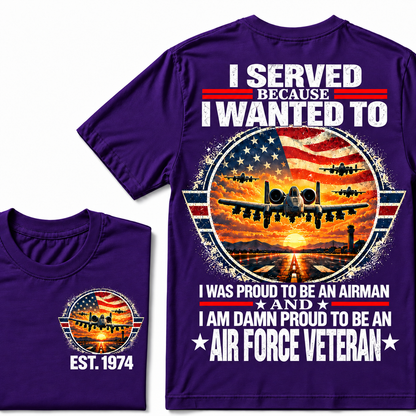 I Served Because I Wanted To I Was Proud To Be An Airman And I Am Damn Proud To Be An Air Force Veteran Custom Your Birth Year Hoodies
