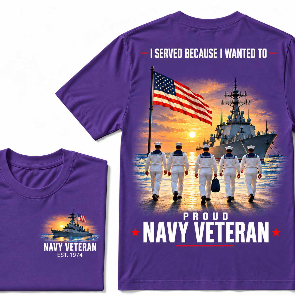 I Served Because I Wanted To Proud Navy Veteran Custom Your Birth Year T-shirt
