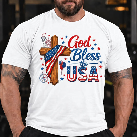 God Bless the USA Patriotic Cross Shirt T-Shirt
