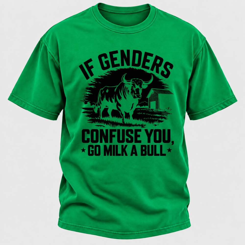 If Genders Confuse You Go Milk A Bull Vintage Farm Bull Graphic T-Shirt
