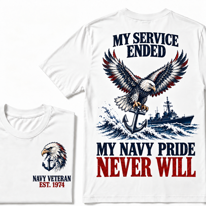 My Service Ended My Navy Pride Never Will Custom Your Birth Year T-shirt