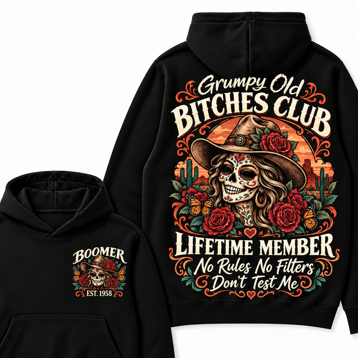 Custom Your Year Grumpy Old Bitches Club Lifetime Member Don't Try Me Hoodies