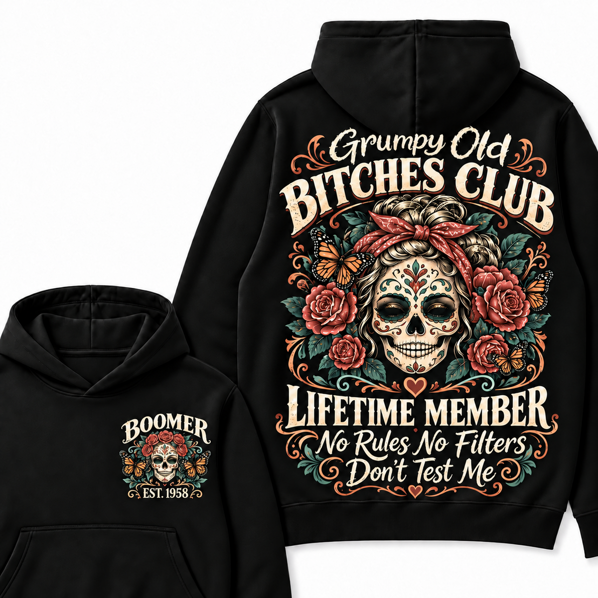 Custom Your Year Grumpy Old Bitches Club Lifetime Member Don't Try Me Hoodies