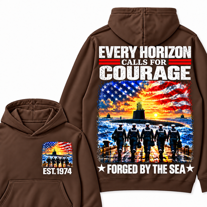 EVERY HORIZON CALLS FOR COURAGE FORGED BY THE SEA Custom Your Birth Year Hoodie