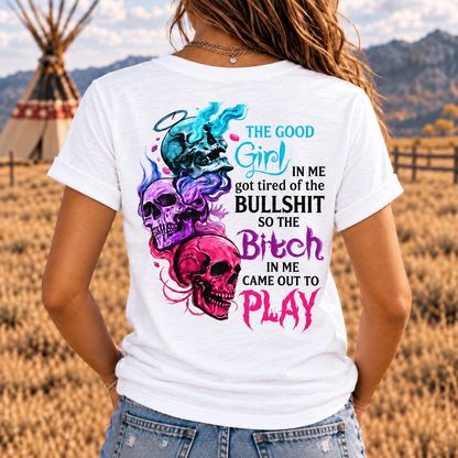 Personalized Gen X Good Girl Gone Bad Skull Woman's V-neck