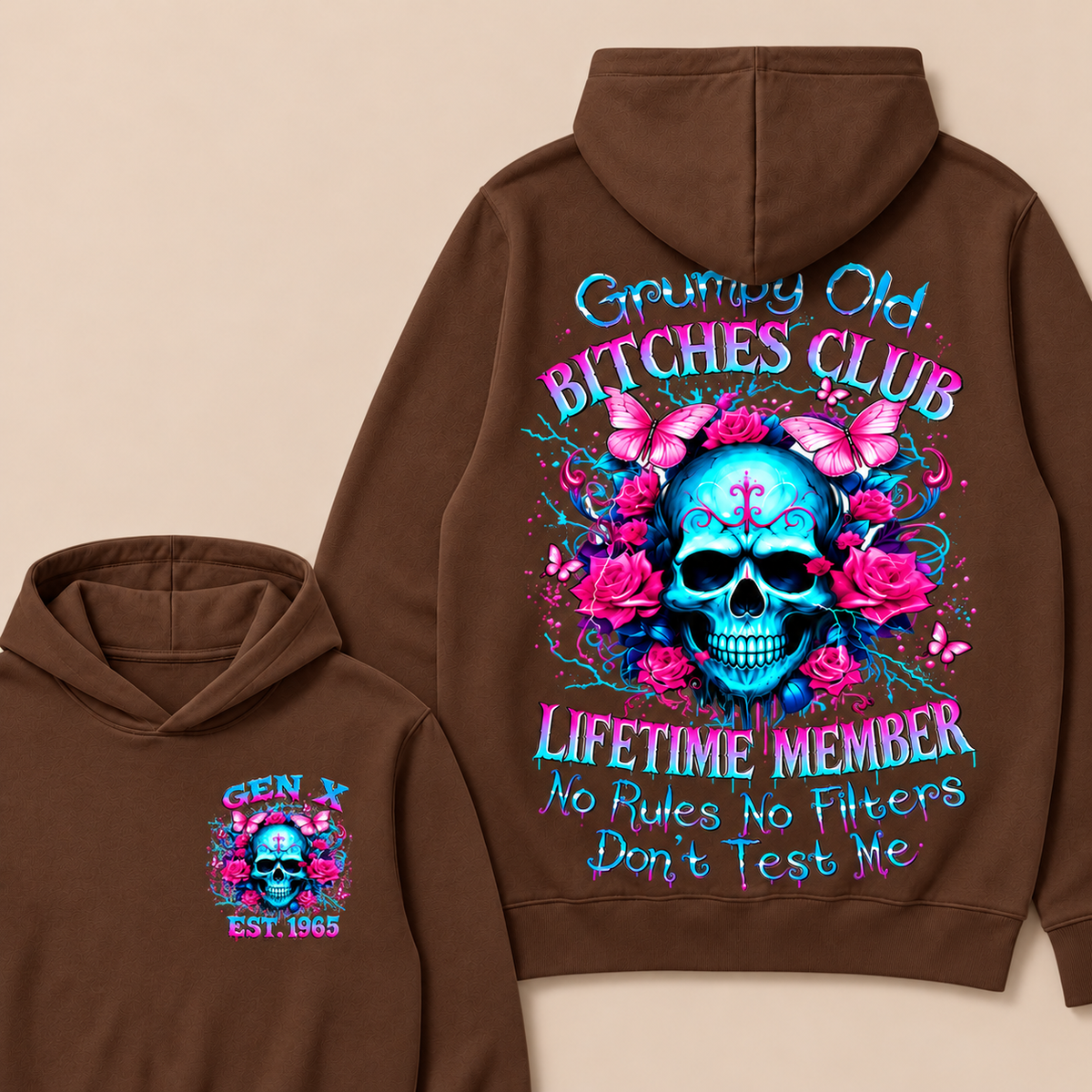 Grumpy Old Bitches Club Lifetime Member No Rules No Filters Don't Test Me Custom Year Hoodie