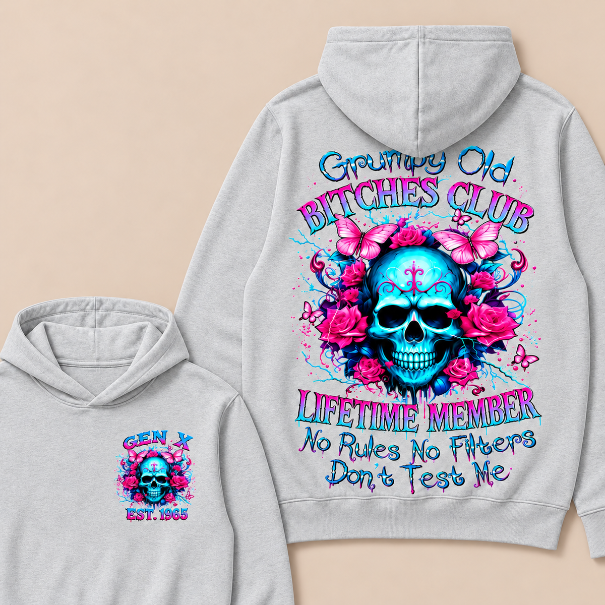 Grumpy Old Bitches Club Lifetime Member No Rules No Filters Don't Test Me Custom Year Hoodie
