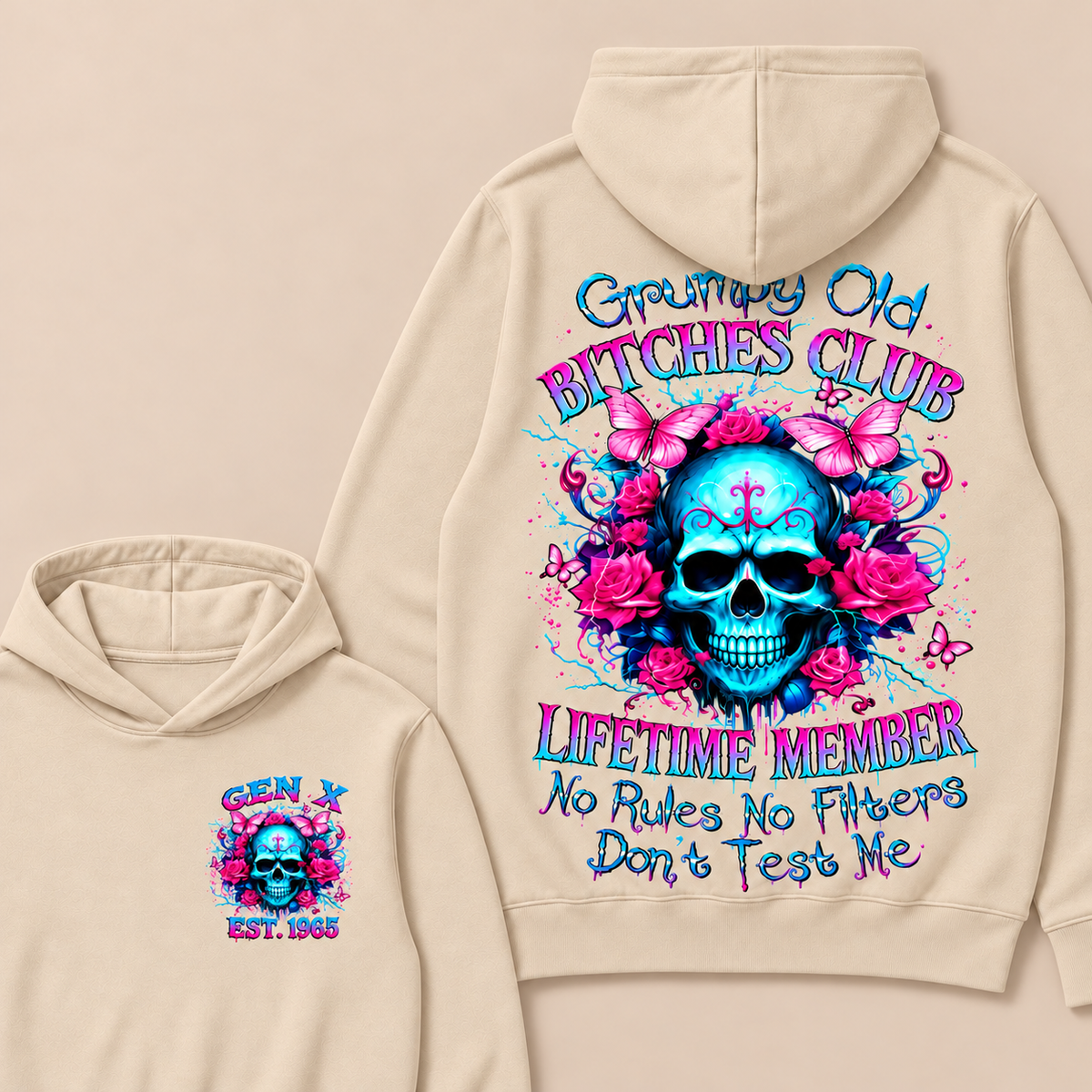Grumpy Old Bitches Club Lifetime Member No Rules No Filters Don't Test Me Custom Year Hoodie