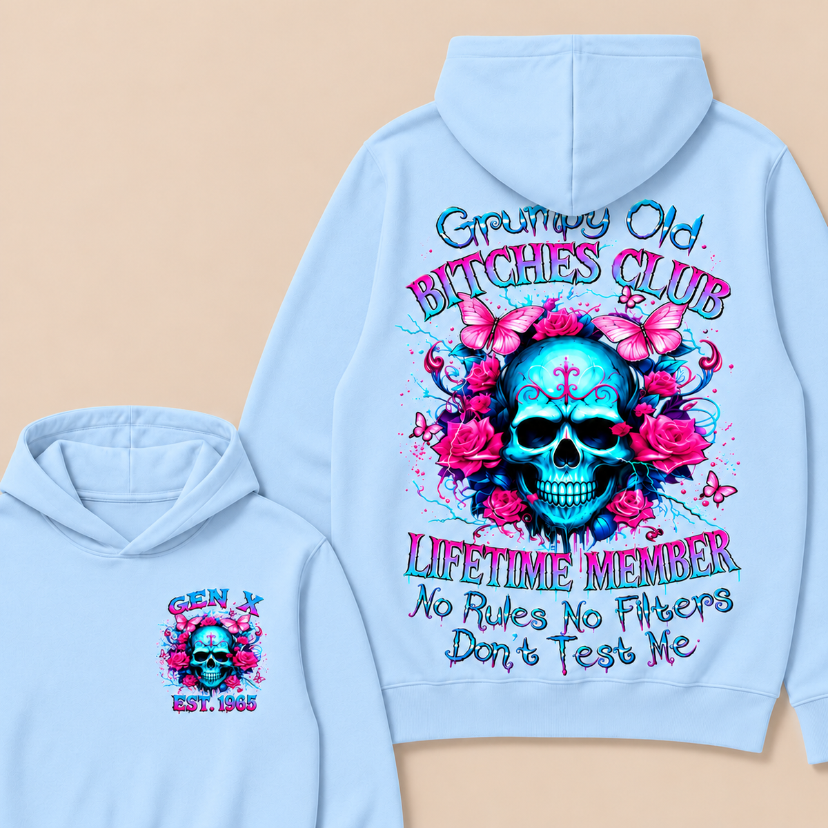 Grumpy Old Bitches Club Lifetime Member No Rules No Filters Don't Test Me Custom Year Hoodie