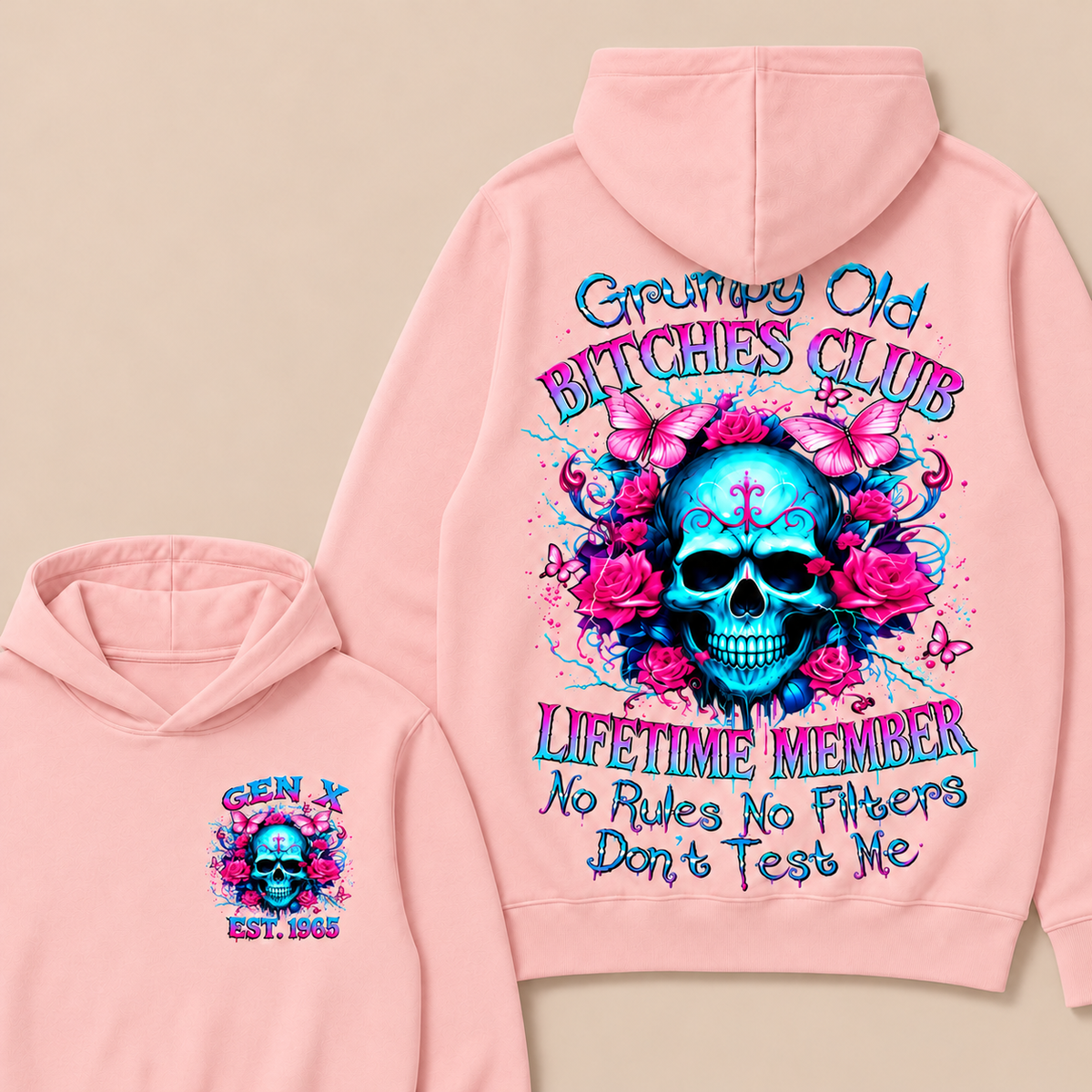 Grumpy Old Bitches Club Lifetime Member No Rules No Filters Don't Test Me Custom Year Hoodie
