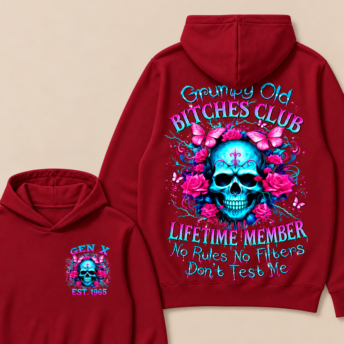 Grumpy Old Bitches Club Lifetime Member No Rules No Filters Don't Test Me Custom Year Hoodie