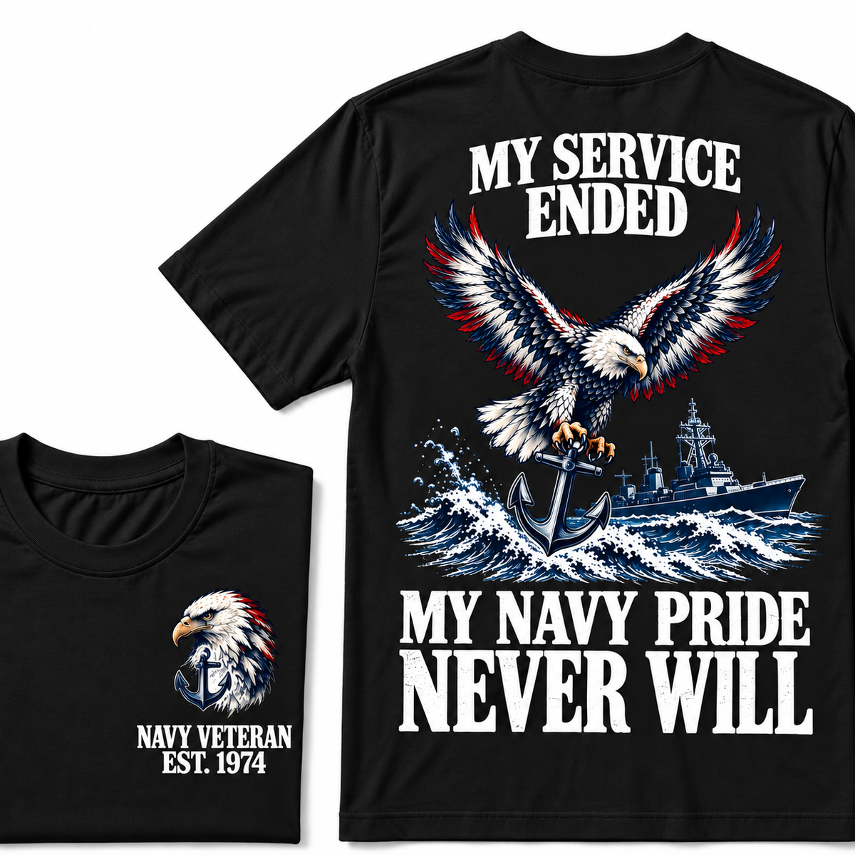 My Service Ended My Navy Pride Never Will Custom Your Birth Year T-shirt