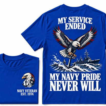 My Service Ended My Navy Pride Never Will Custom Your Birth Year T-shirt