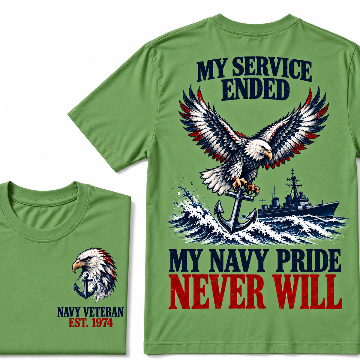 My Service Ended My Navy Pride Never Will Custom Your Birth Year T-shirt