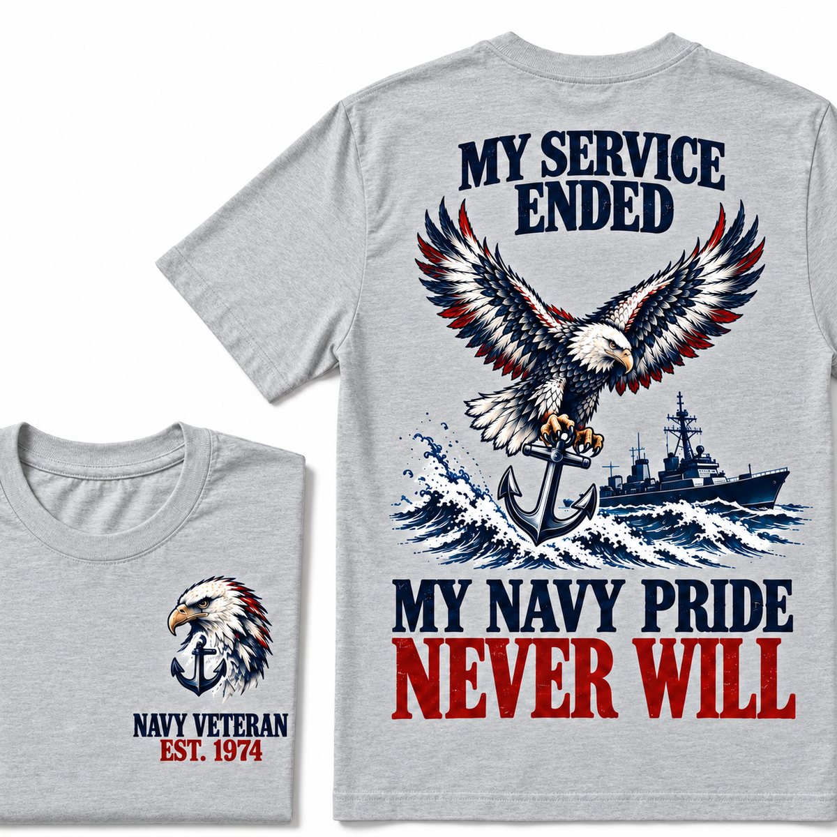 My Service Ended My Navy Pride Never Will Custom Your Birth Year T-shirt