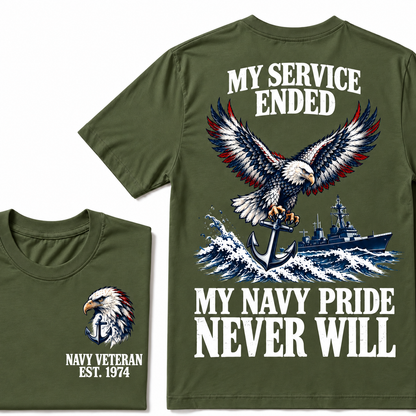 My Service Ended My Navy Pride Never Will Custom Your Birth Year T-shirt
