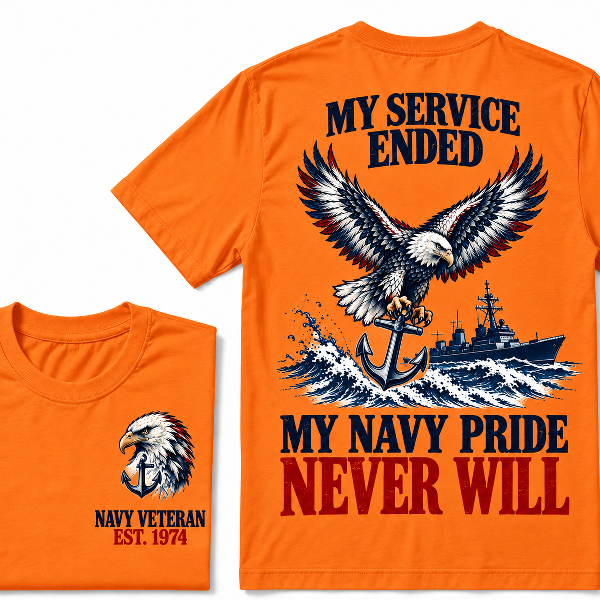 My Service Ended My Navy Pride Never Will Custom Your Birth Year T-shirt
