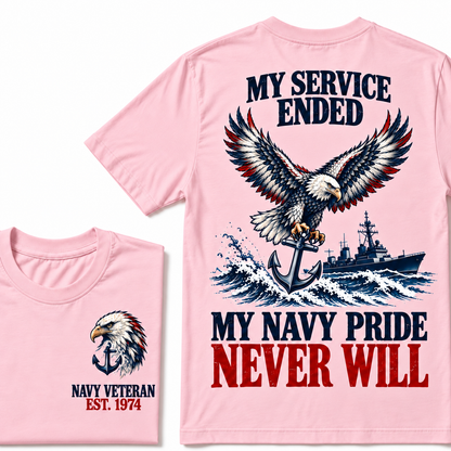 My Service Ended My Navy Pride Never Will Custom Your Birth Year T-shirt