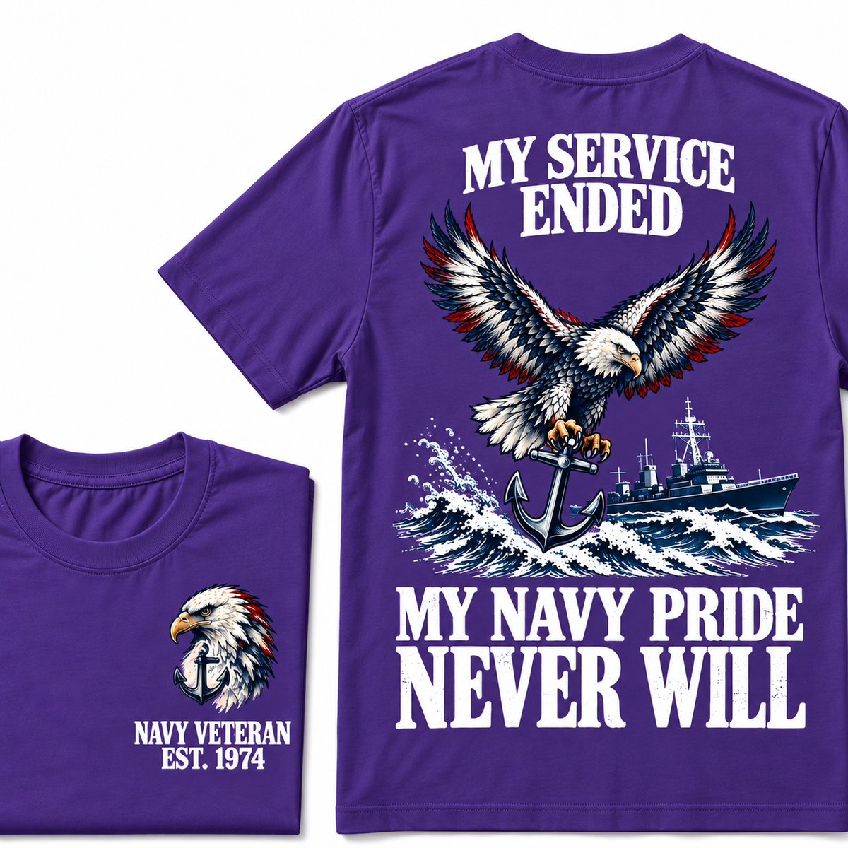 My Service Ended My Navy Pride Never Will Custom Your Birth Year T-shirt