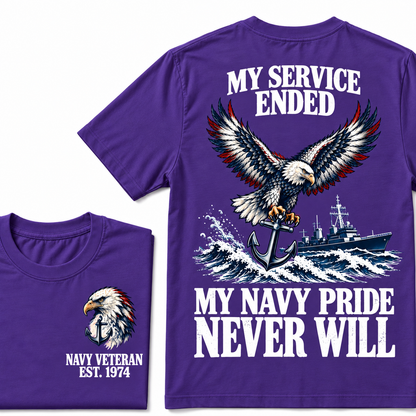 My Service Ended My Navy Pride Never Will Custom Your Birth Year T-shirt