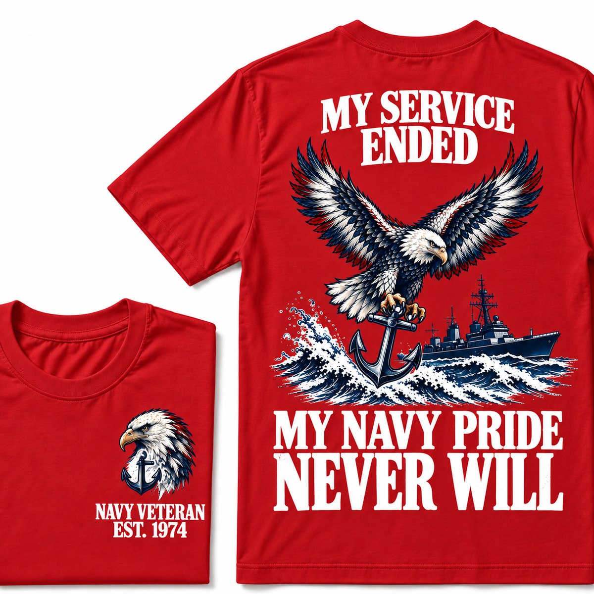 My Service Ended My Navy Pride Never Will Custom Your Birth Year T-shirt