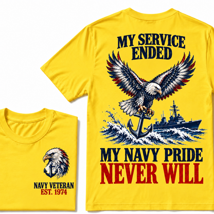 My Service Ended My Navy Pride Never Will Custom Your Birth Year T-shirt