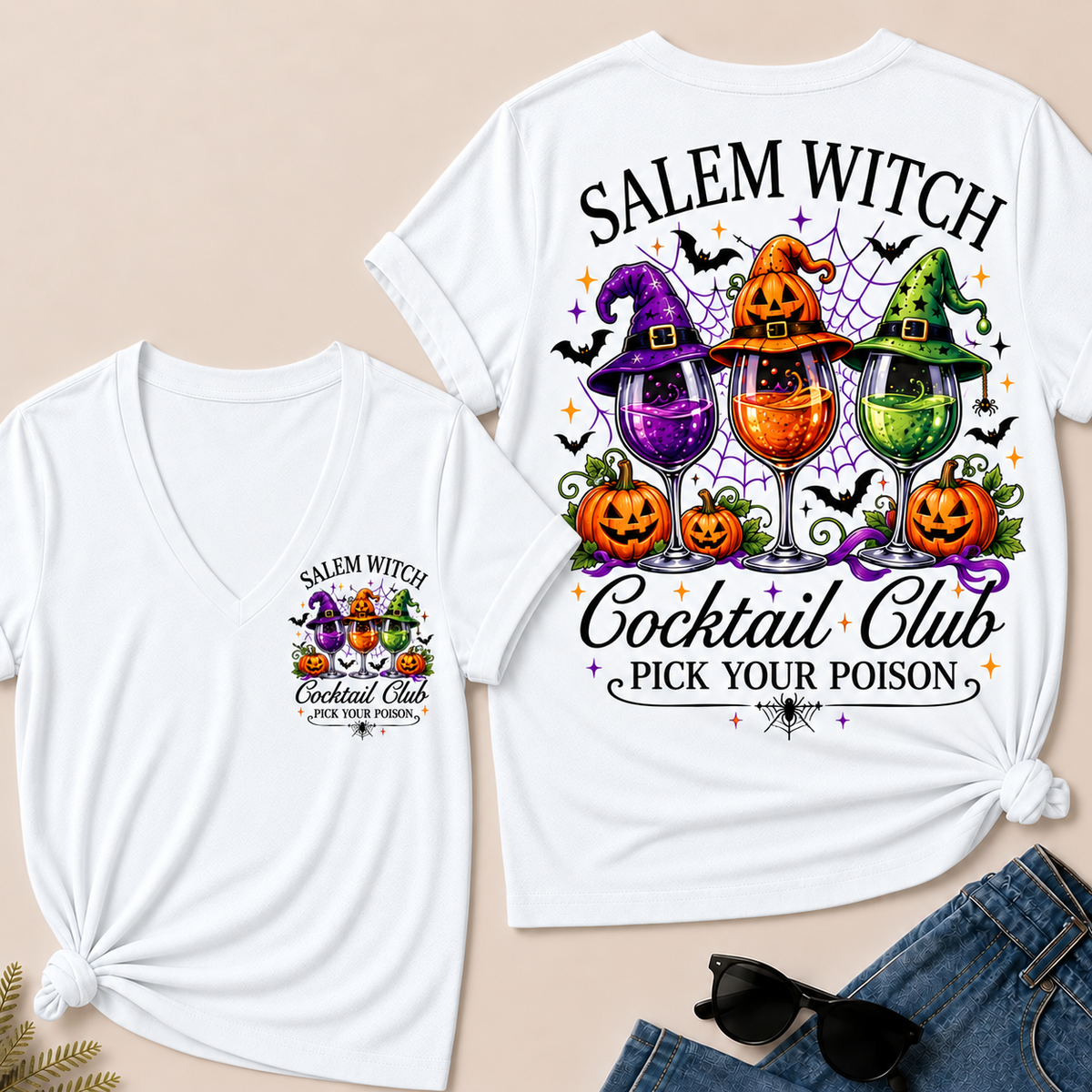Salem Witch Cocktail Club – Pick Your Poison V-Neck Tee
