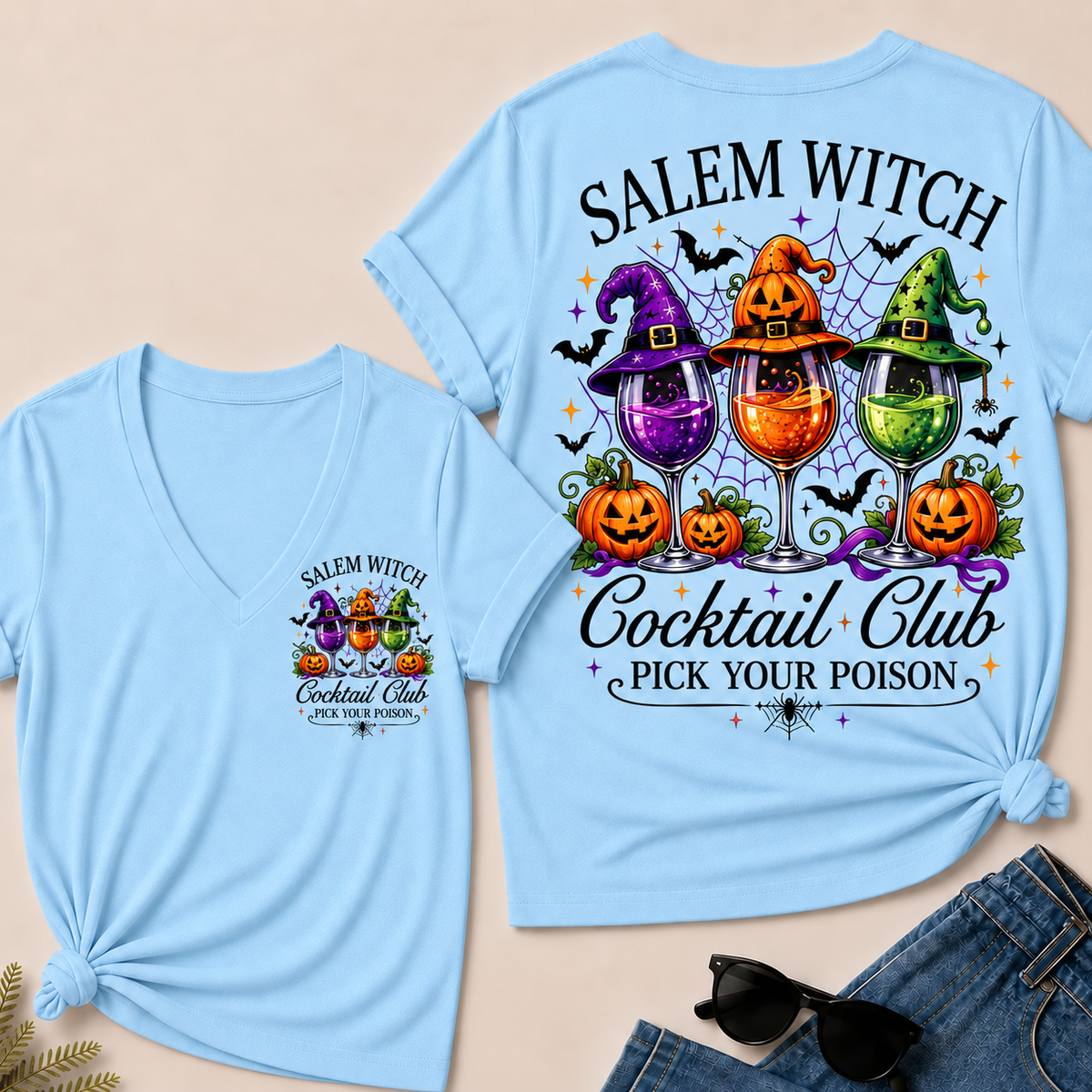 Salem Witch Cocktail Club – Pick Your Poison V-Neck Tee
