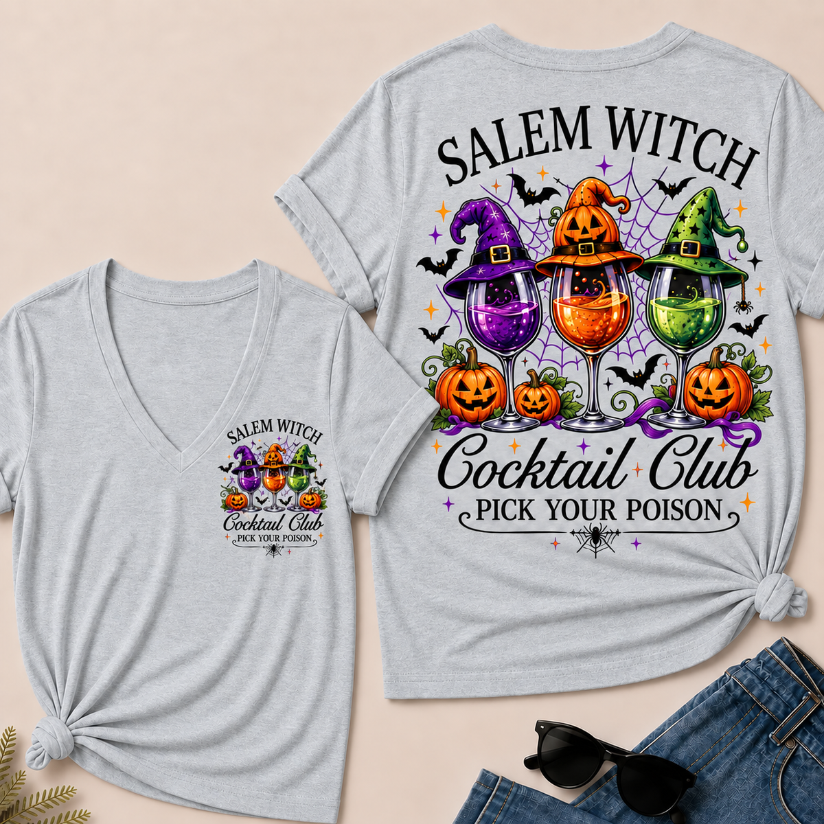 Salem Witch Cocktail Club – Pick Your Poison V-Neck Tee