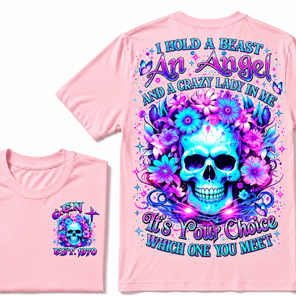 I Hold A Beast An Angel And A Crazy Lady In Me Custom Year  T-Shirt
