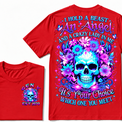 I Hold A Beast An Angel And A Crazy Lady In Me Custom Year  T-Shirt