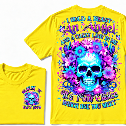 I Hold A Beast An Angel And A Crazy Lady In Me Custom Year  T-Shirt