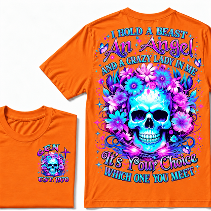 I Hold A Beast An Angel And A Crazy Lady In Me Custom Year  T-Shirt