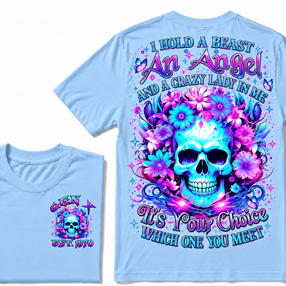 I Hold A Beast An Angel And A Crazy Lady In Me Custom Year  T-Shirt
