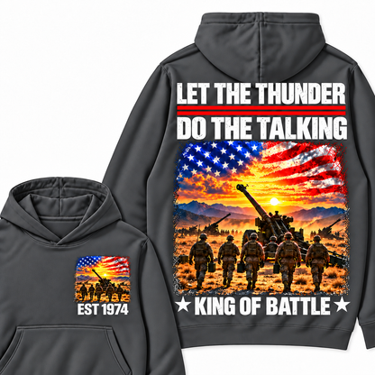 LET THE THUNDER DO THE TALKING KING OF BATTLE Custom Your Birth Year Hoodie