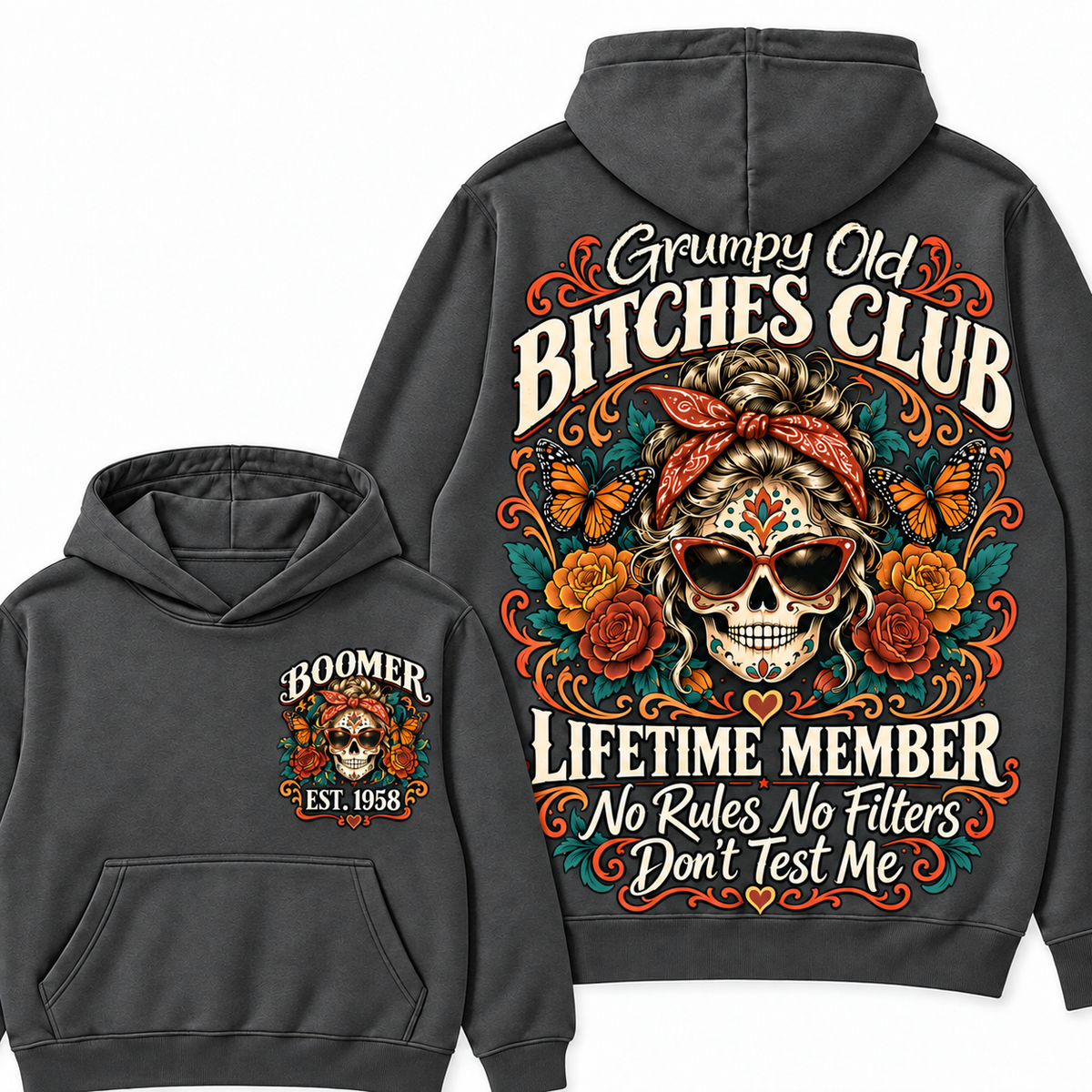 Custom Your Year Grumpy Old Bitches Club Lifetime Member Don't Try Me Hoodies