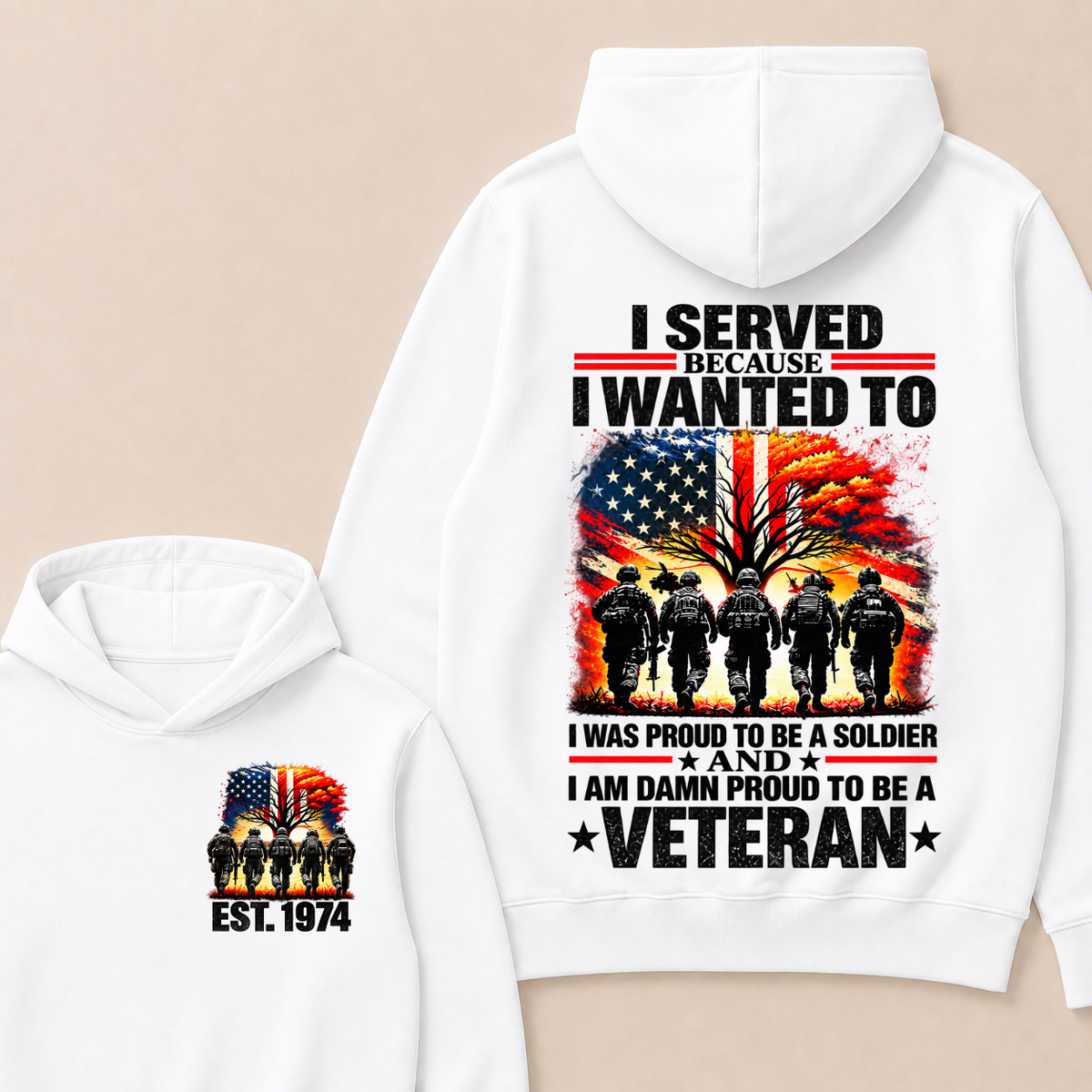 I Served Because I Wanted To I Was Proud To Be A Soldier And I Am Damn Proud To Be A Veteran Est. Year Hoodie